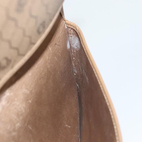 Christian Dior Honeycomb Canvas Clutch Bag PVC Beige Gold Auth ti3117